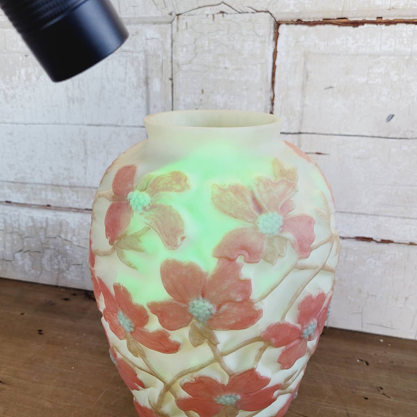 Vintage Large Consolidated Glass Dogwood Vase GLOWS