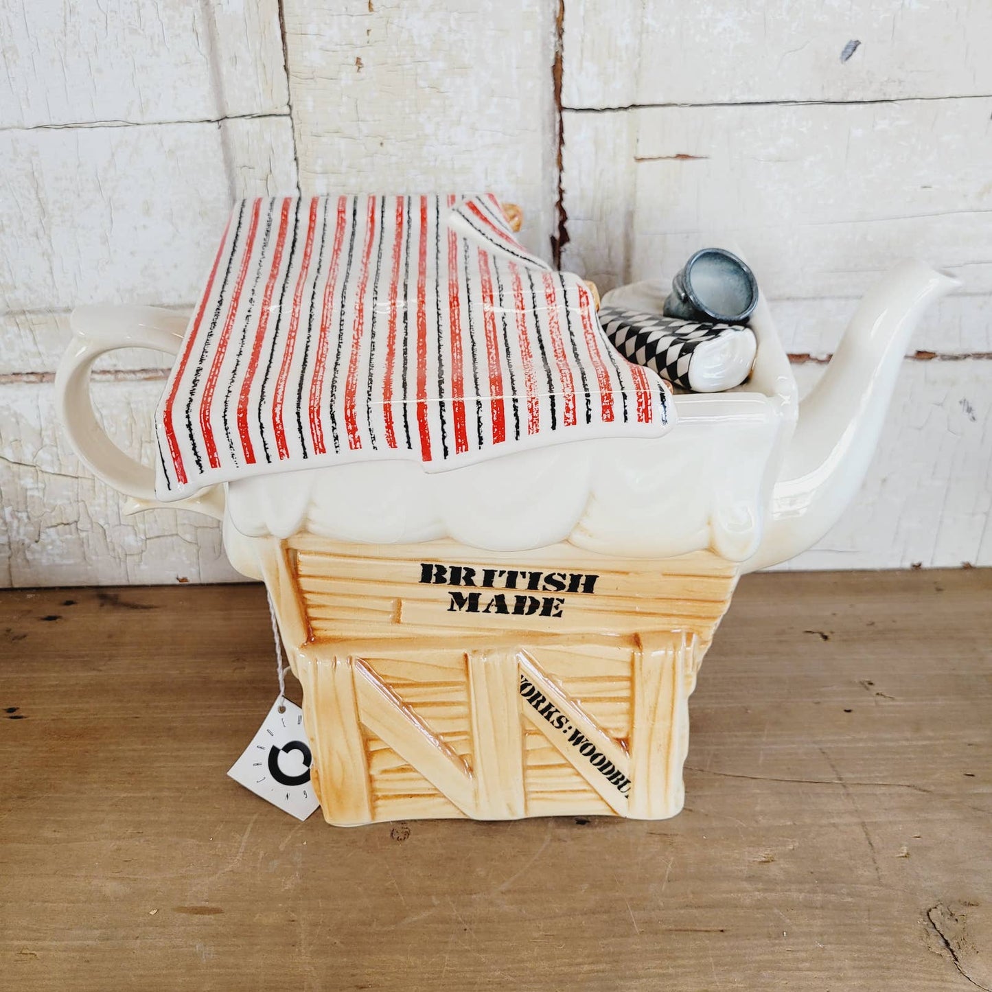 Large Cardew Design Novelty Teapot Hardware Cart & Sugar Signed Dated