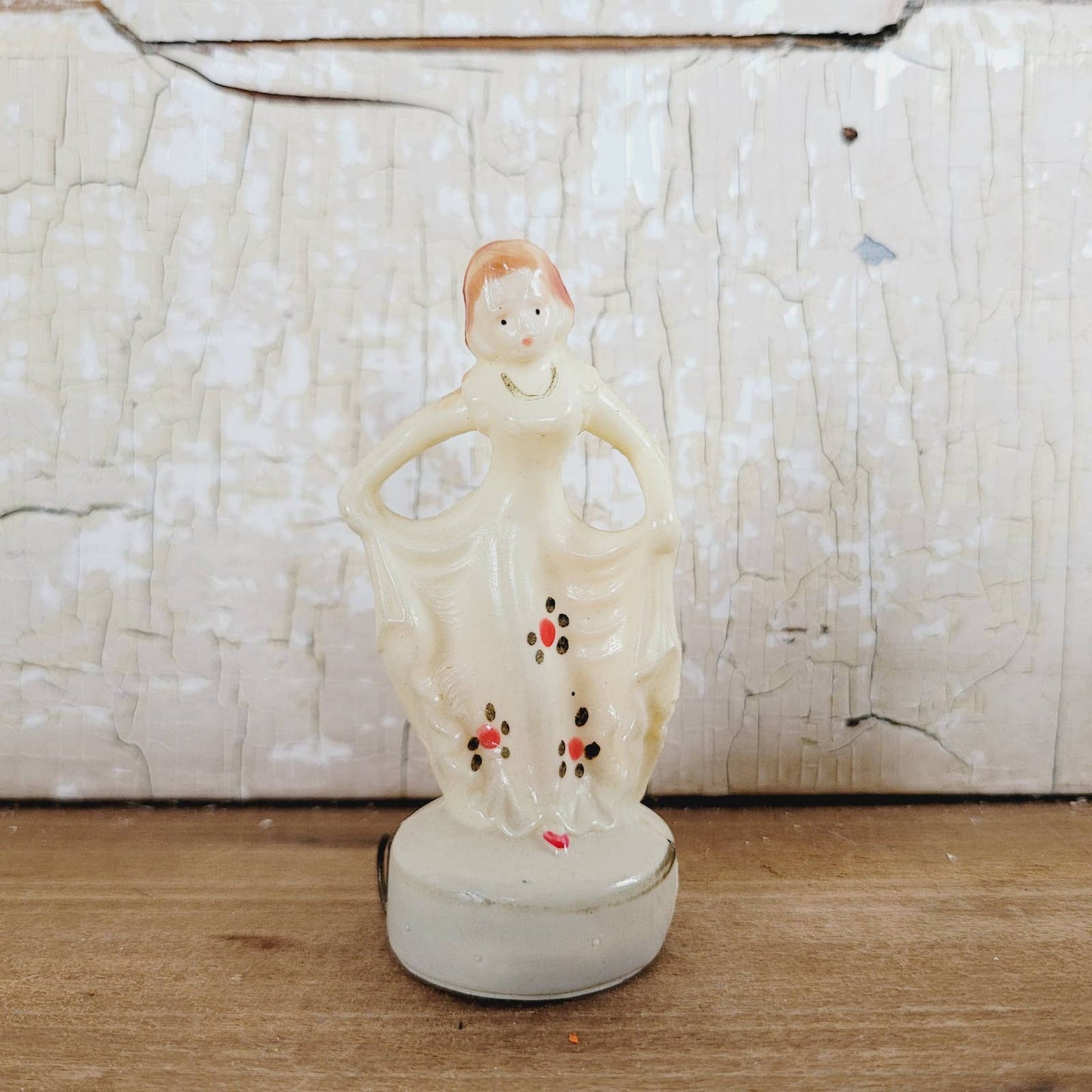Vintage Figural Celluloid Lady Tape Measure Occupied Japan