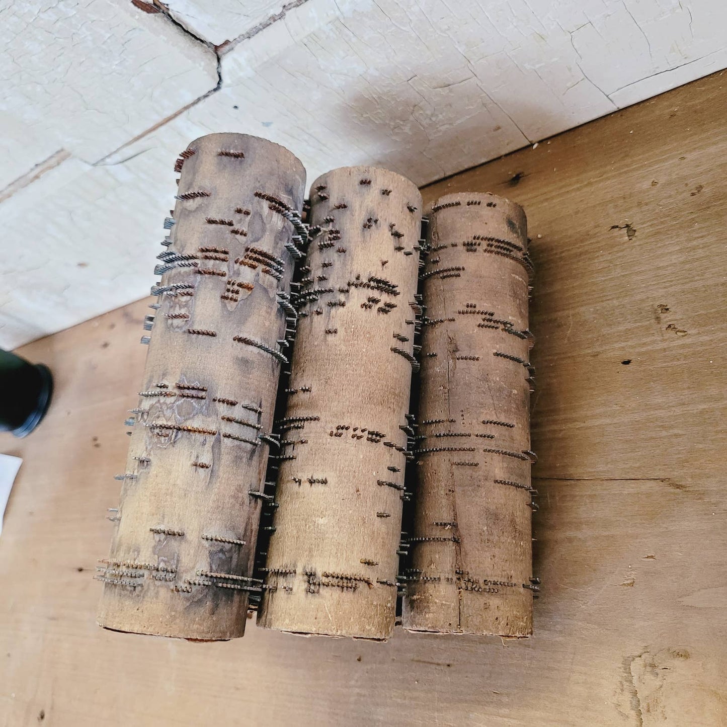 (6) Antique Wood Cob Music Rolls Silent Night America Jesus Tipperary & More