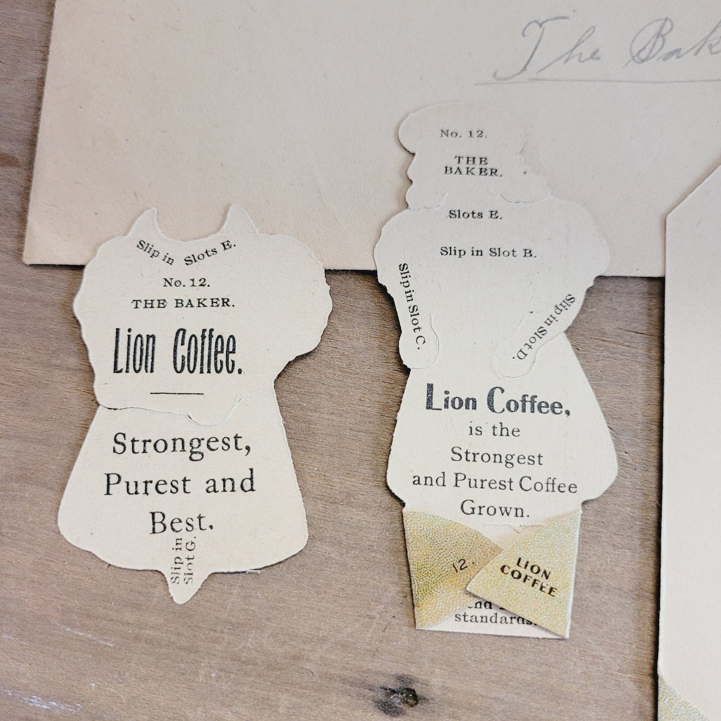 1890s Lion Coffee No. 12 "The Baker" Trade Card Paper Doll Cut Outs