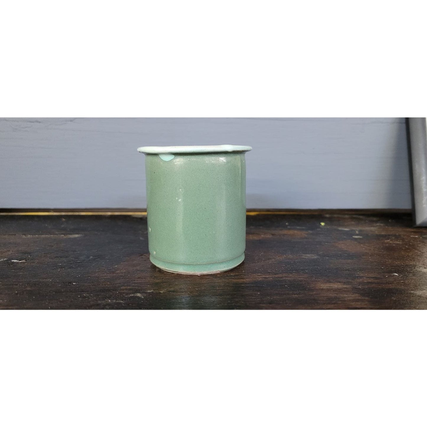 Antique 1800s Ceramic Cream Pot Green