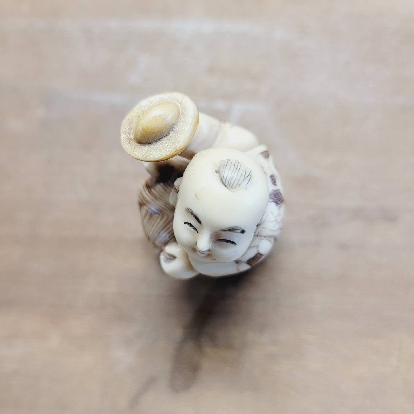 Japanese Antique Netsuke Man on Animal