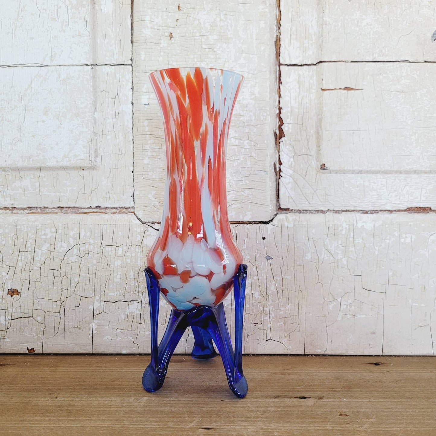 Vintage Spatter Art Deco Czech Glass Vase