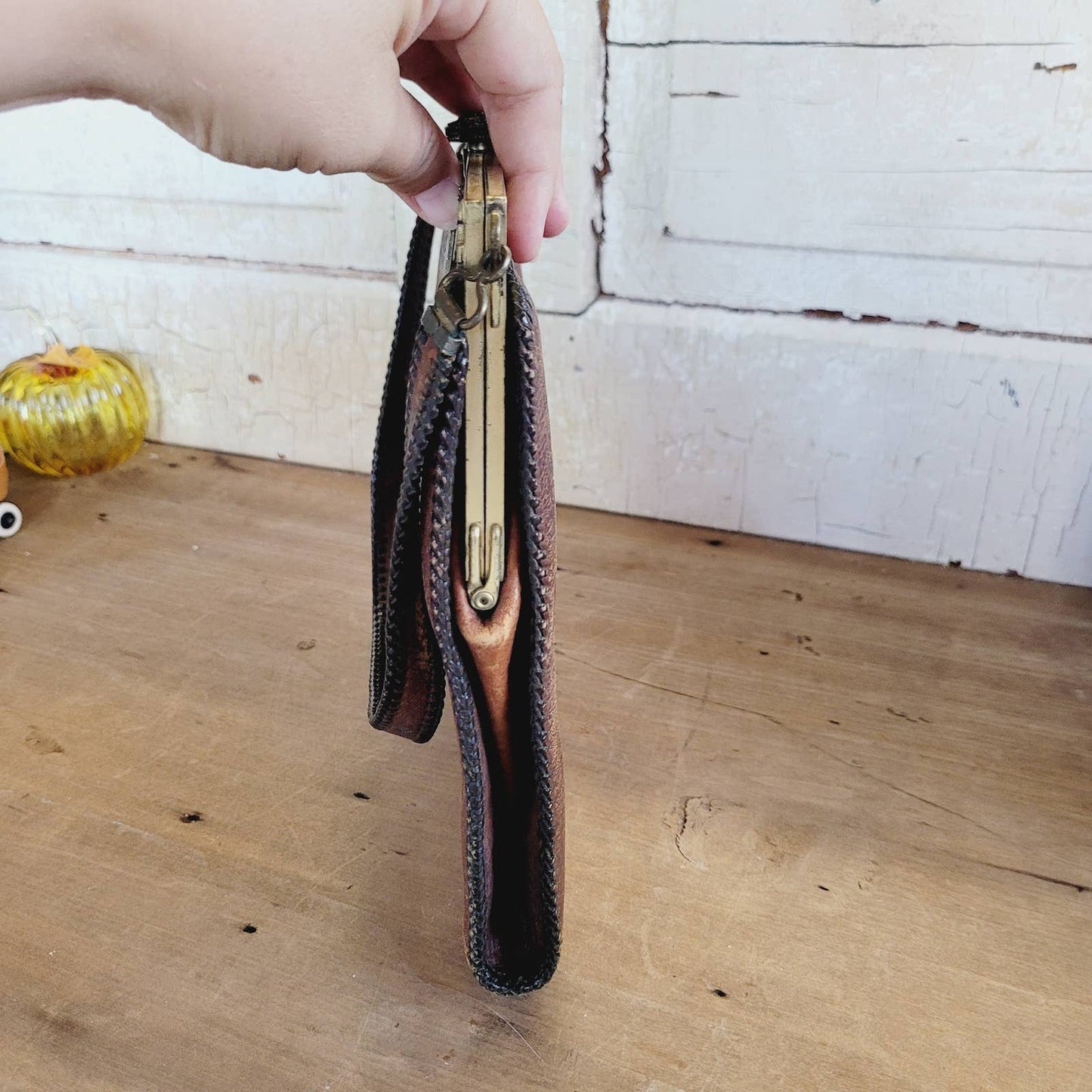 Antique 1918 Amity Tooled Leather Purse