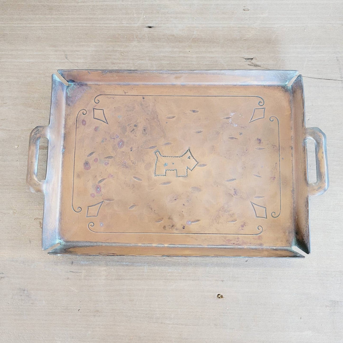 Craftsman Studios Hammered Copper Tray Scottie