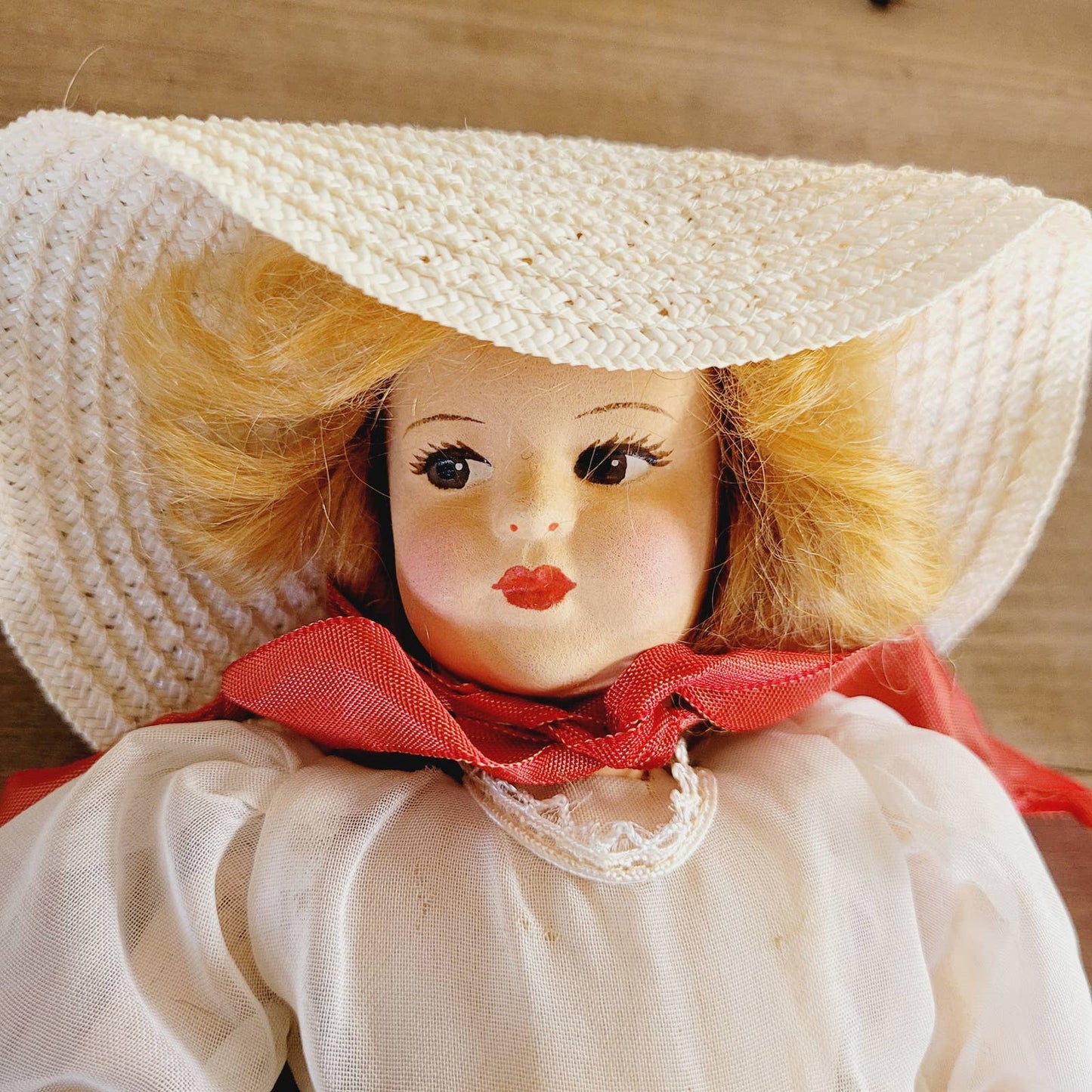 Vintage Cloth Doll Formed Face Made in Italy