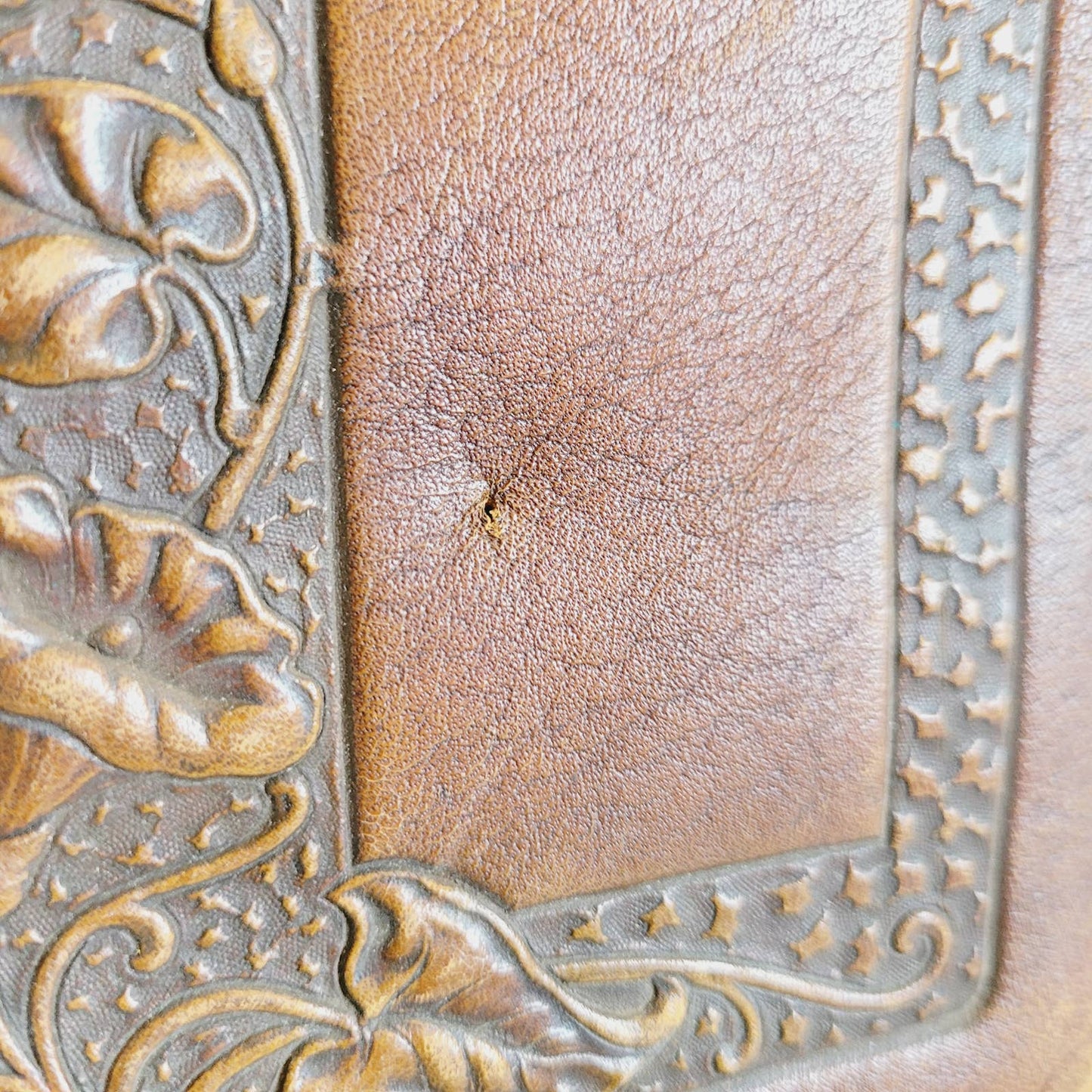 Antique 1918 Amity Tooled Leather Purse