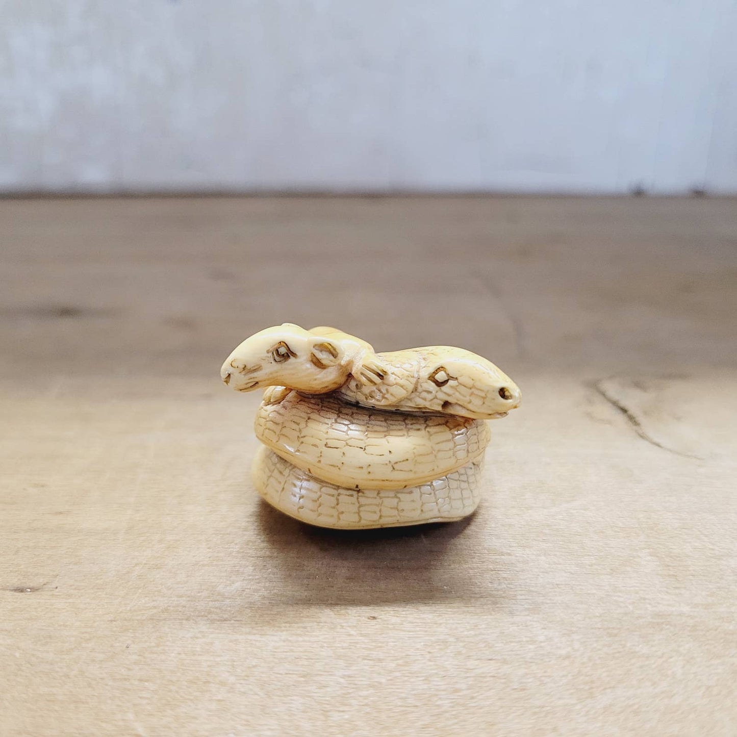 Japanese Antique Netsuke Rat and Snake