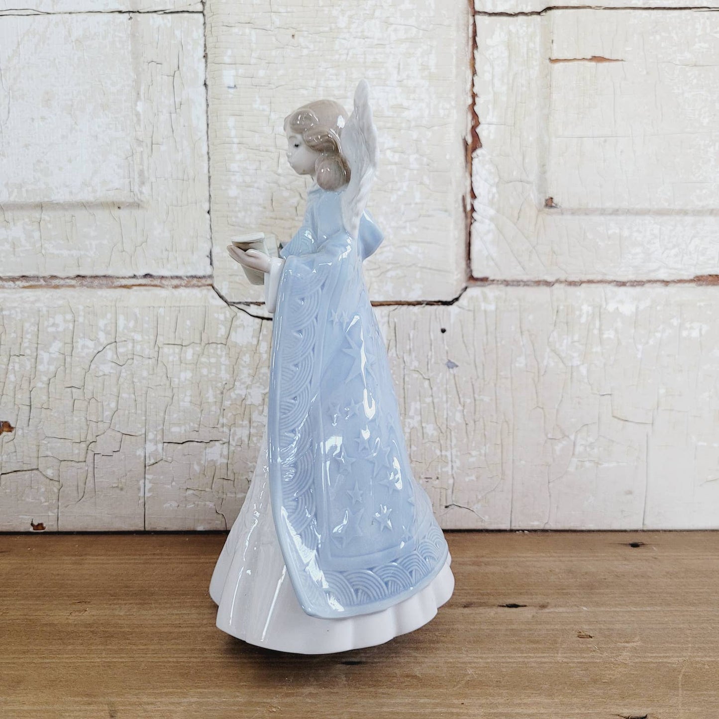 Lladro Angel In Blue With Musical Scroll MINT Figurine Vintage Tree Topper