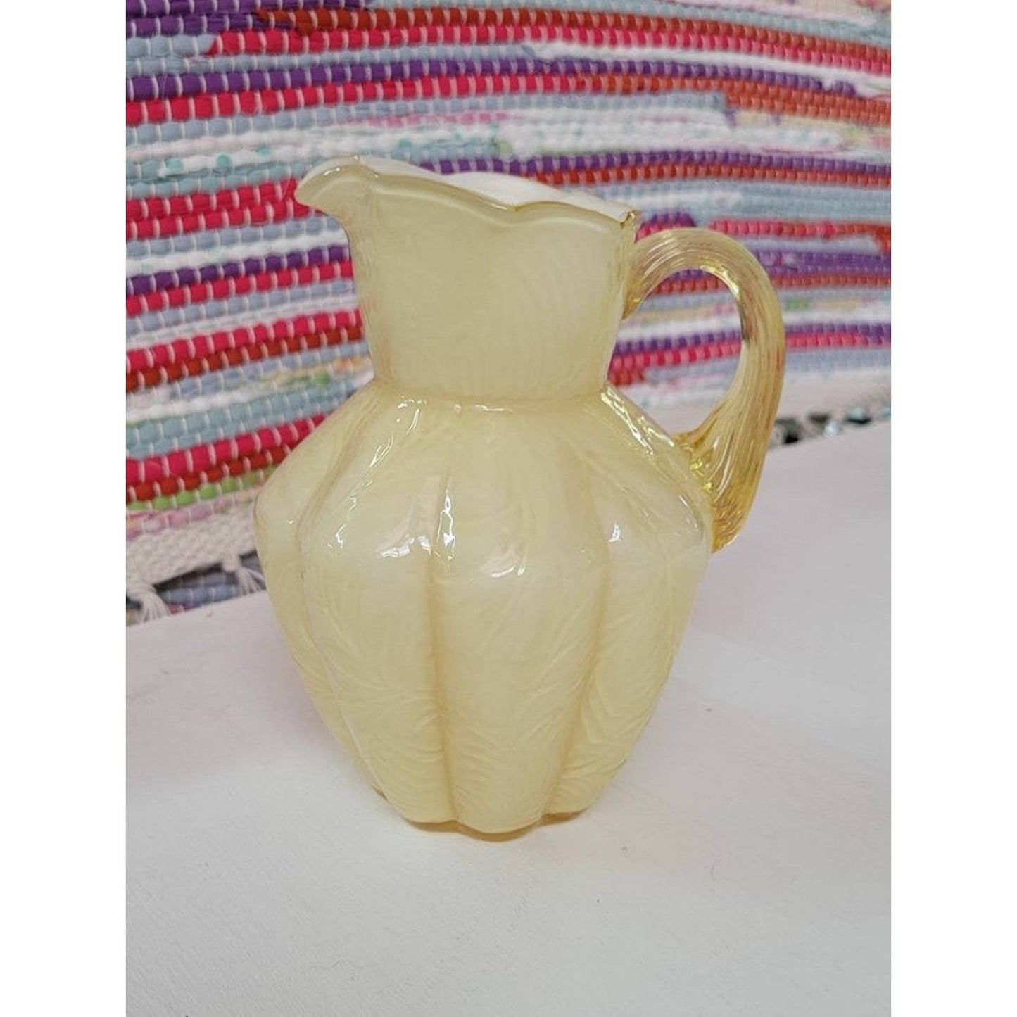 Fenton Overlay Yellow Glass Pitcher