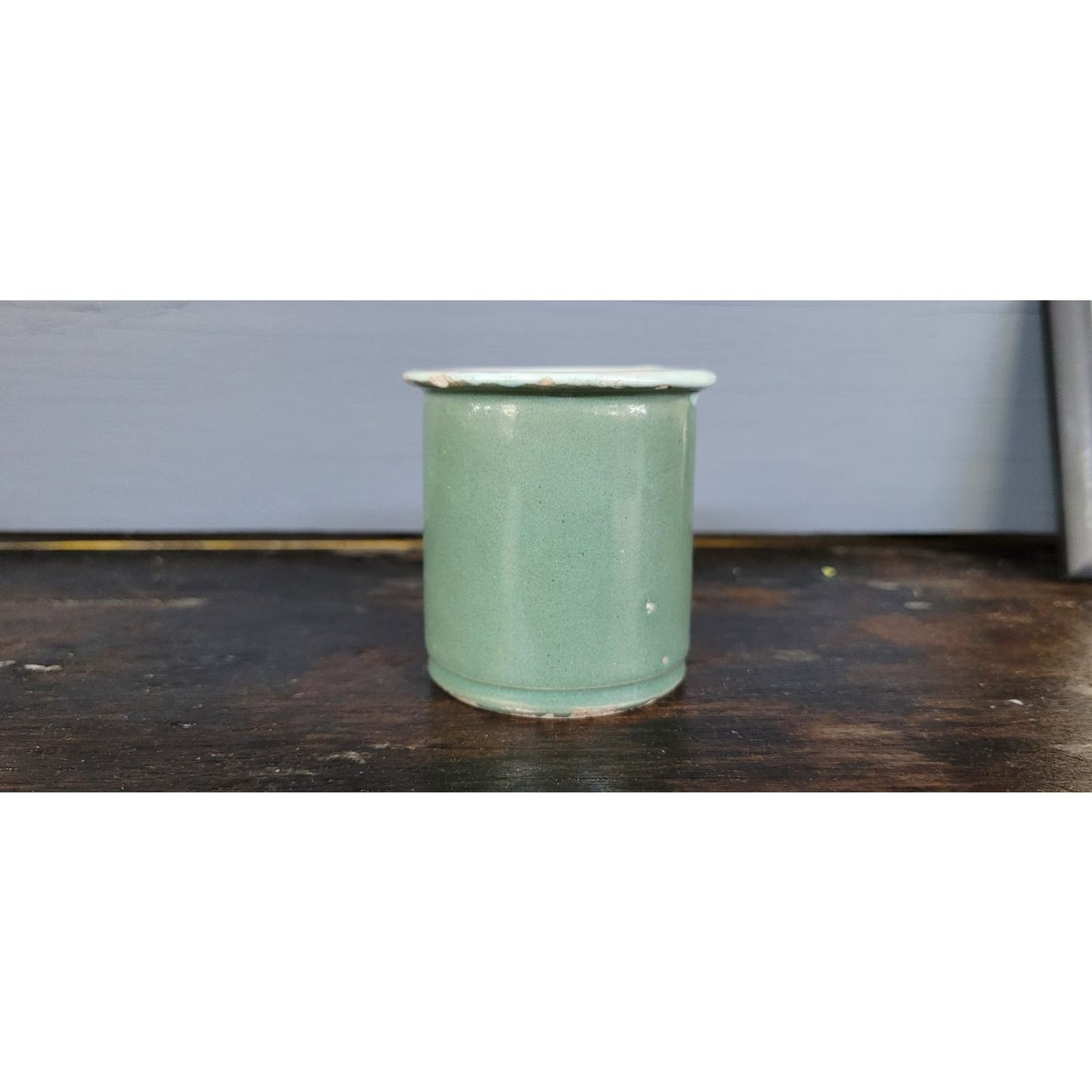 Antique 1800s Ceramic Cream Pot Green