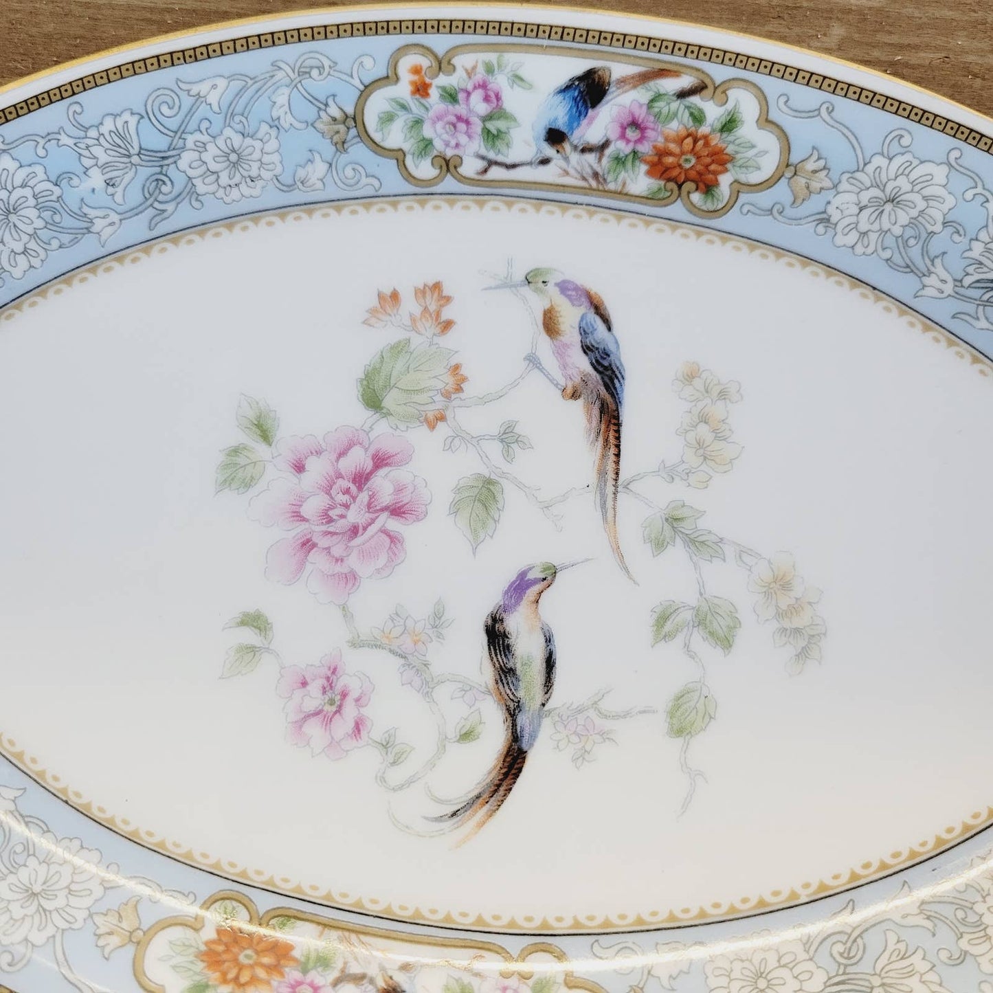 1920s Hutschenreuther Oval Relish Dish Plate Bird of Paradise