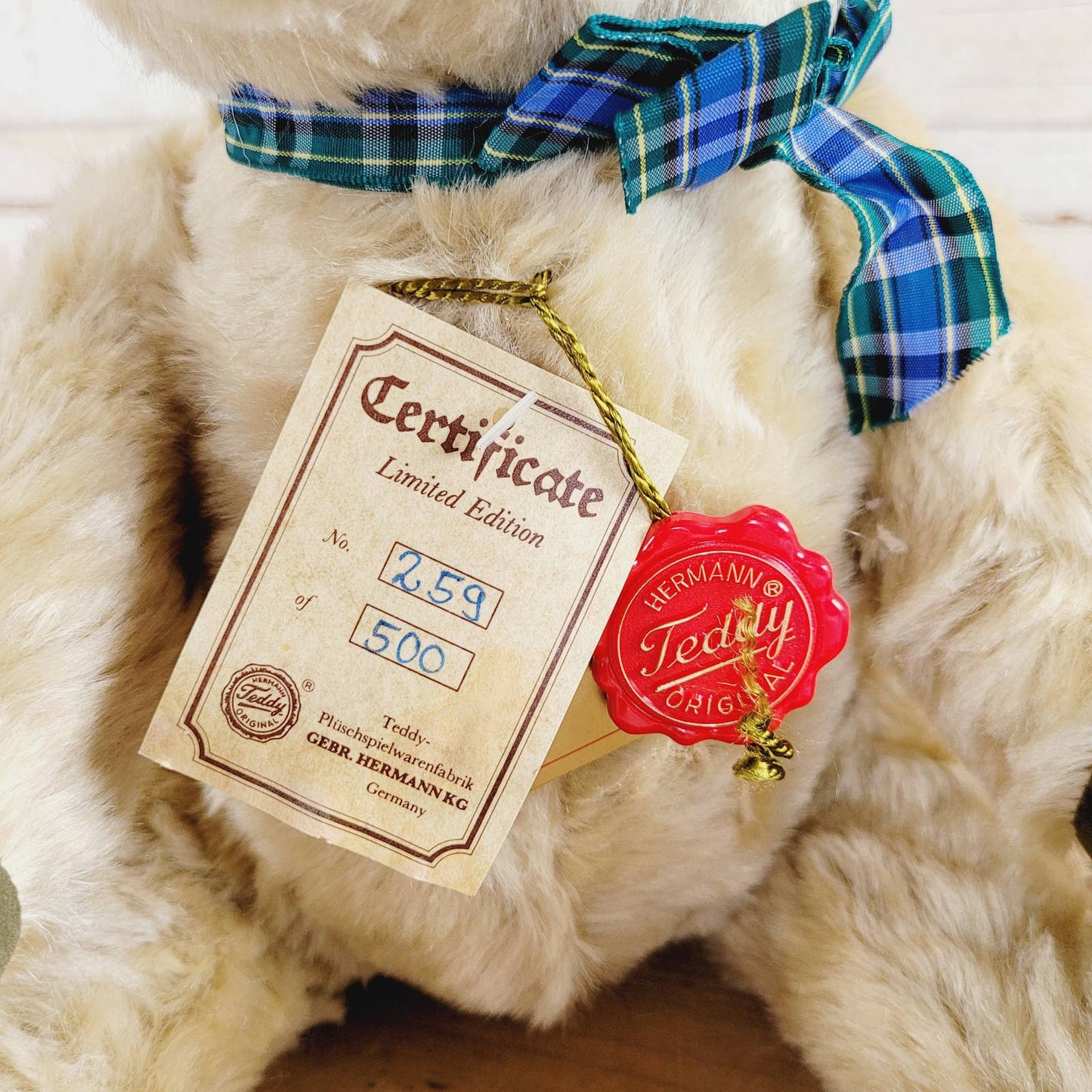 Vintage Hermann Teddy Original Blonde Growler Bear Limited Edition