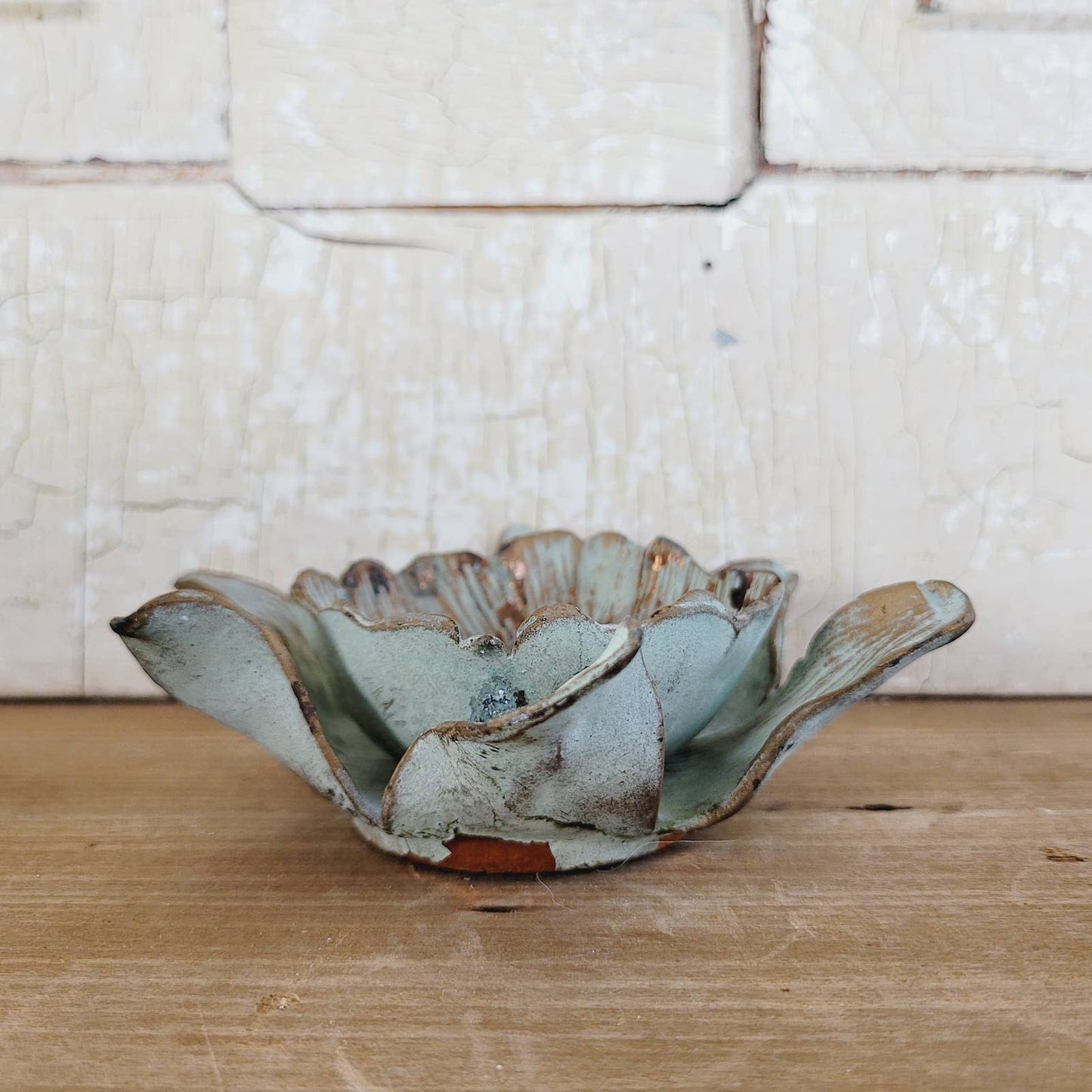 McCLELLAND BARCLAY Bronze and Green Plated Metal Flower Dish