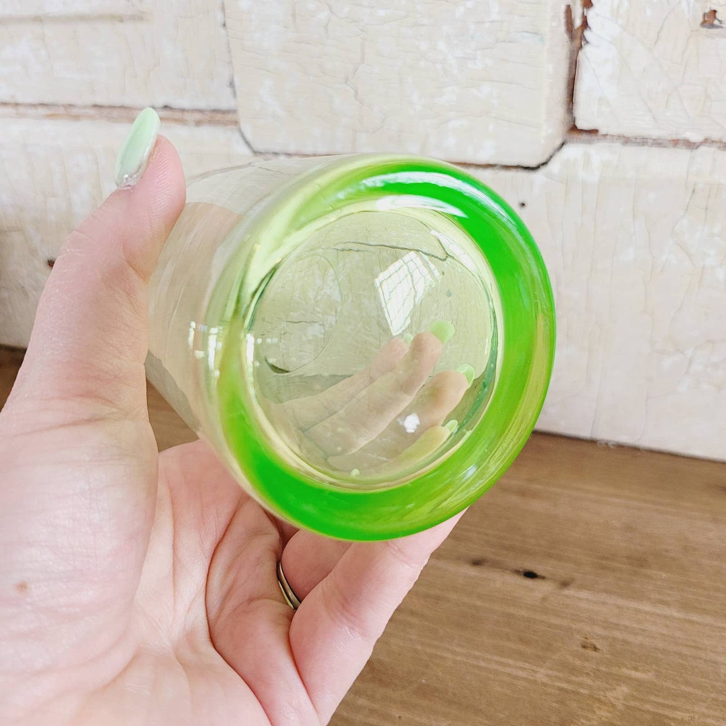 Vintage Uranium Drinking Glass Glows Bright