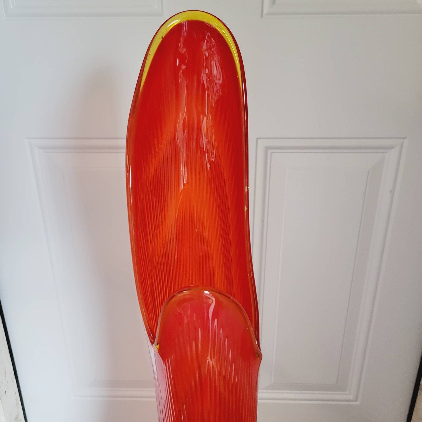 Mid Century 34" LE SMITH Swung Floor Vase Nubby Butt Tangerine AMBERINA