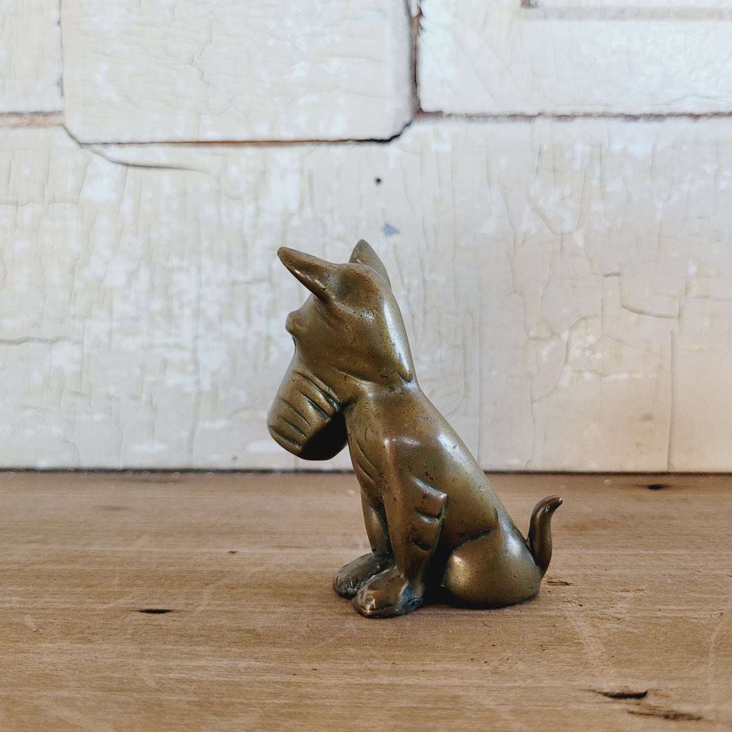 Art Deco Terrier Dog Brass Sculpture