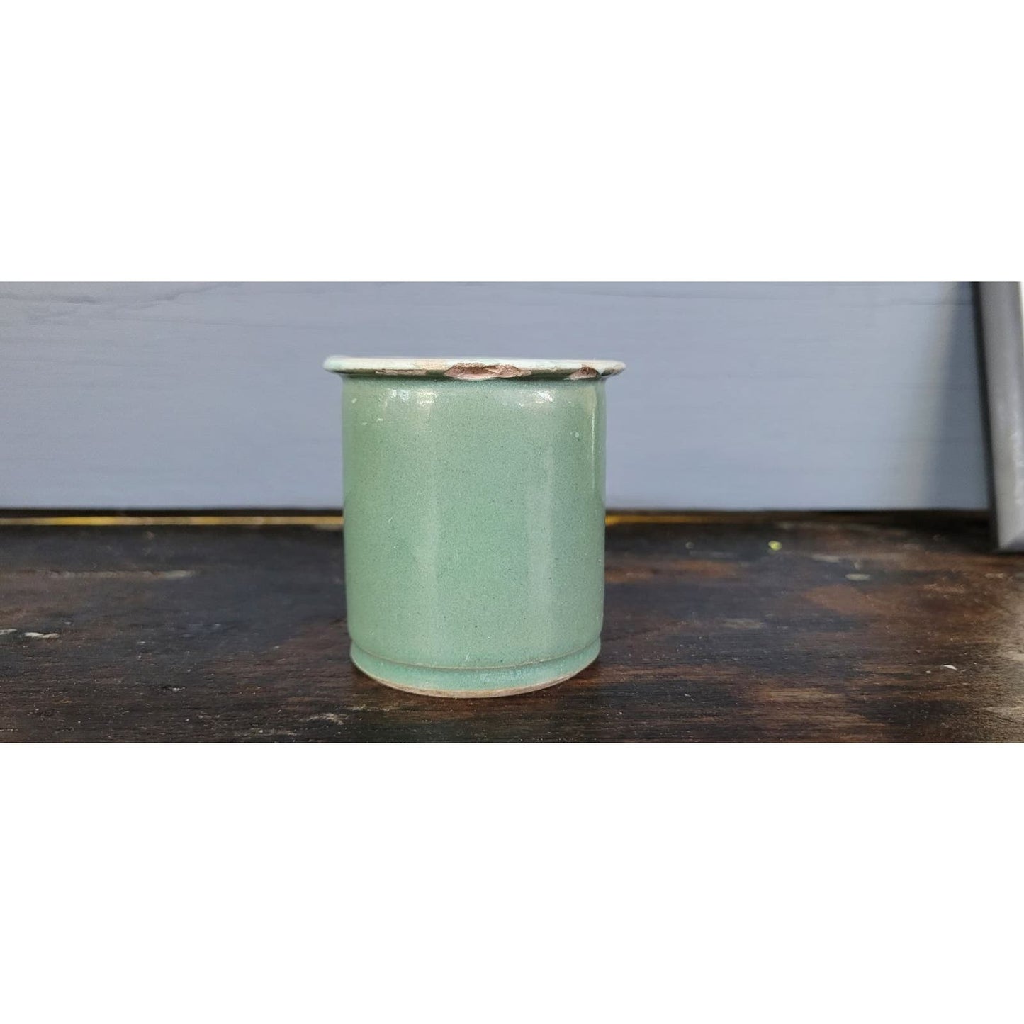 Antique 1800s Ceramic Cream Pot Green