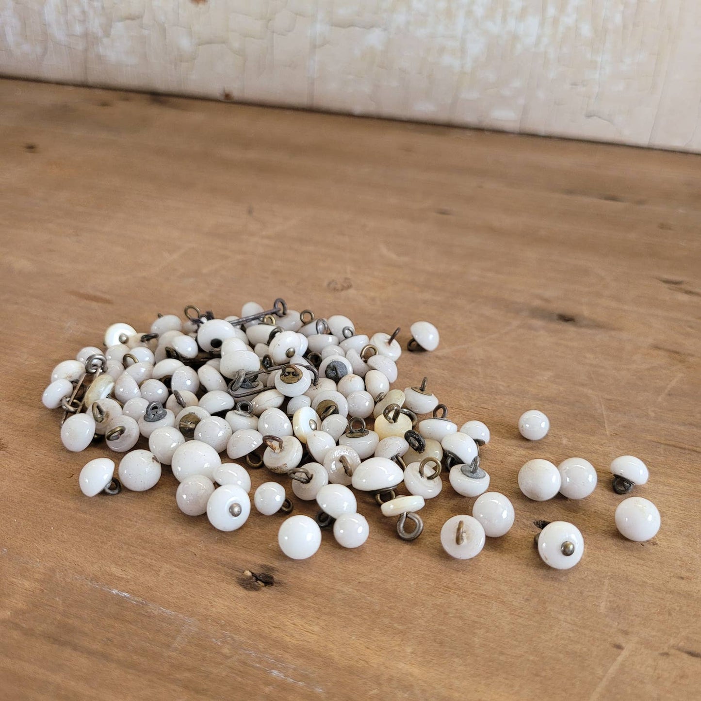 109 Antique Glass Milk Glass Mother of Pearl Buttons