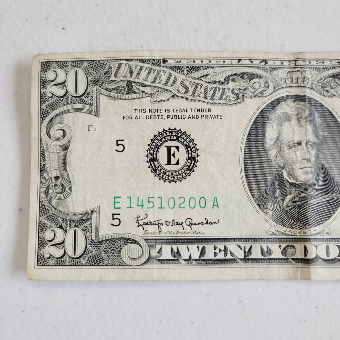 1963 A $20 Twenty Dollar Bill Currency E