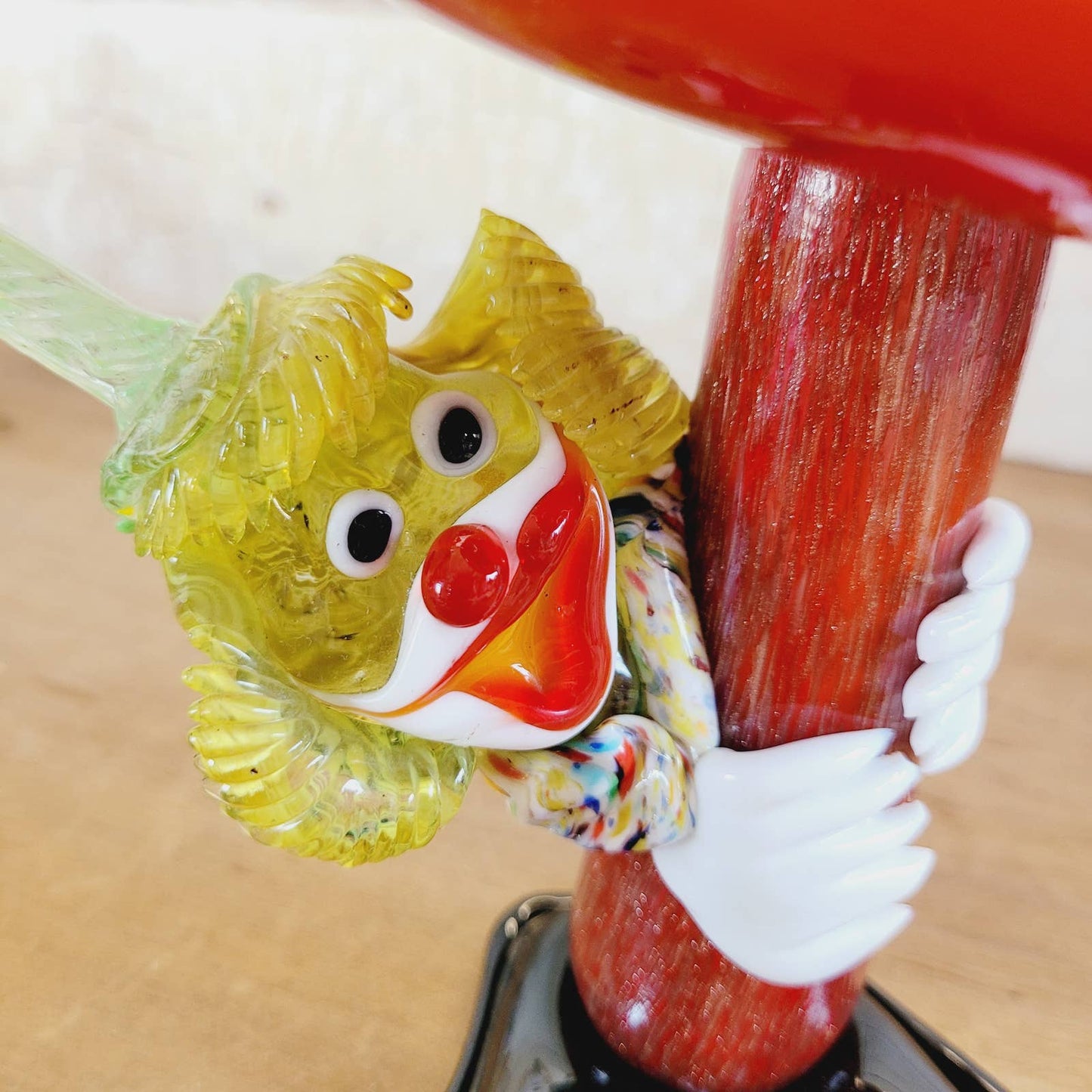 Murano Mushroom Clown Art-Red