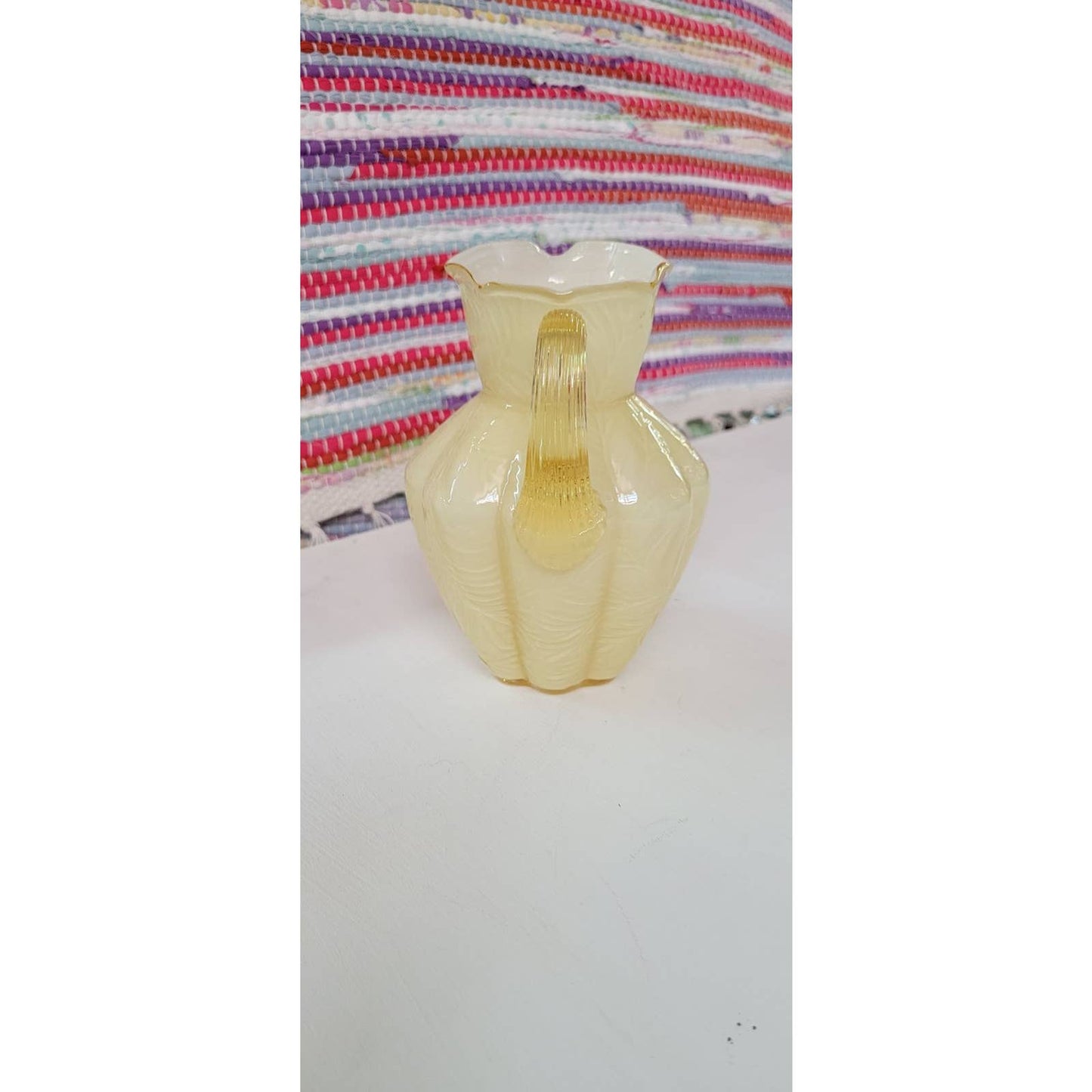 Fenton Overlay Yellow Glass Pitcher