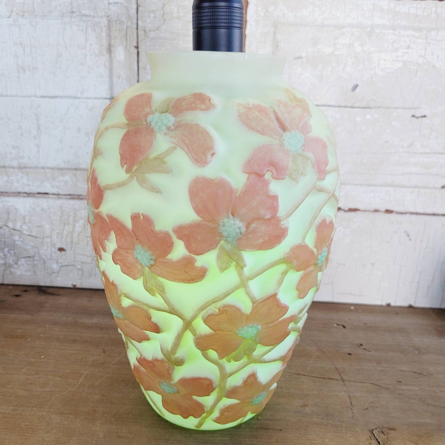 Vintage Large Consolidated Glass Dogwood Vase GLOWS