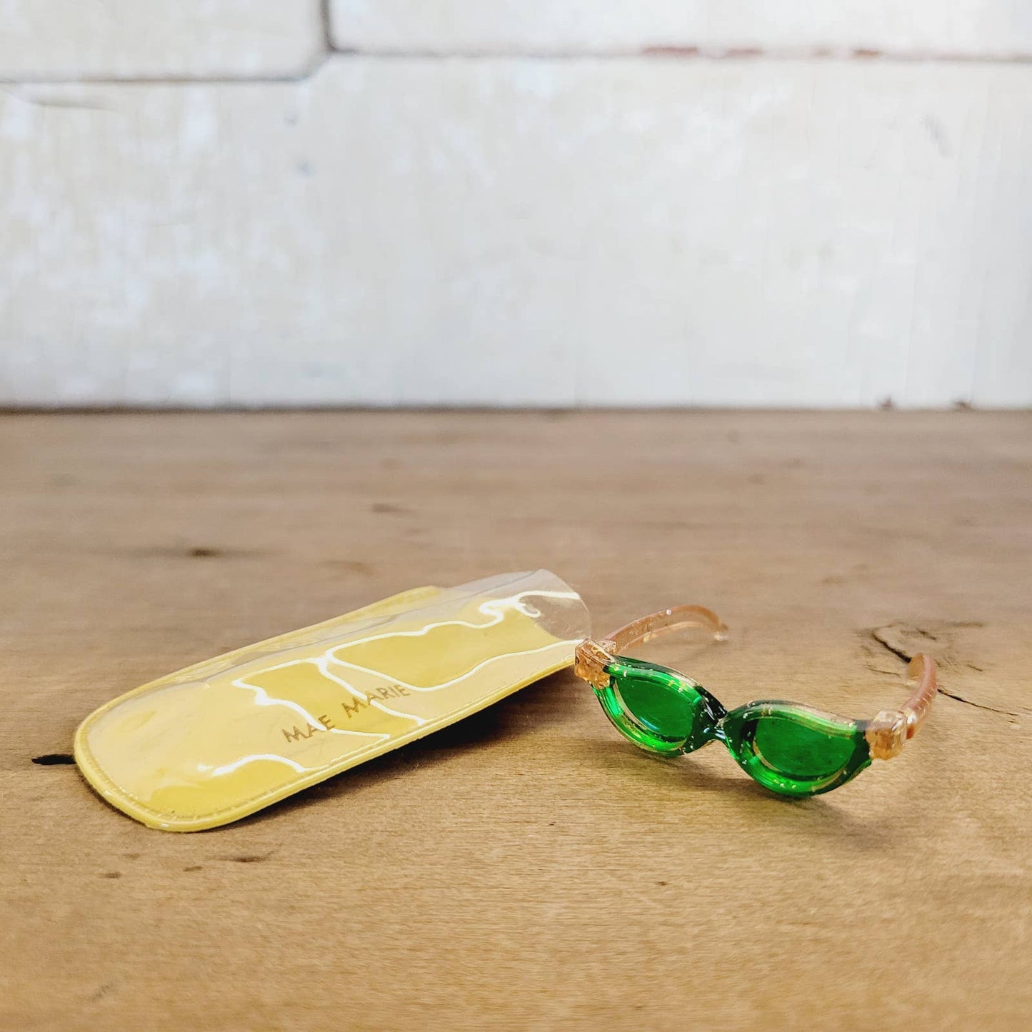 Vintage Vogue Ginny Mae Marie Doll Hinged Sun Glasses Pink and Green w/ Case