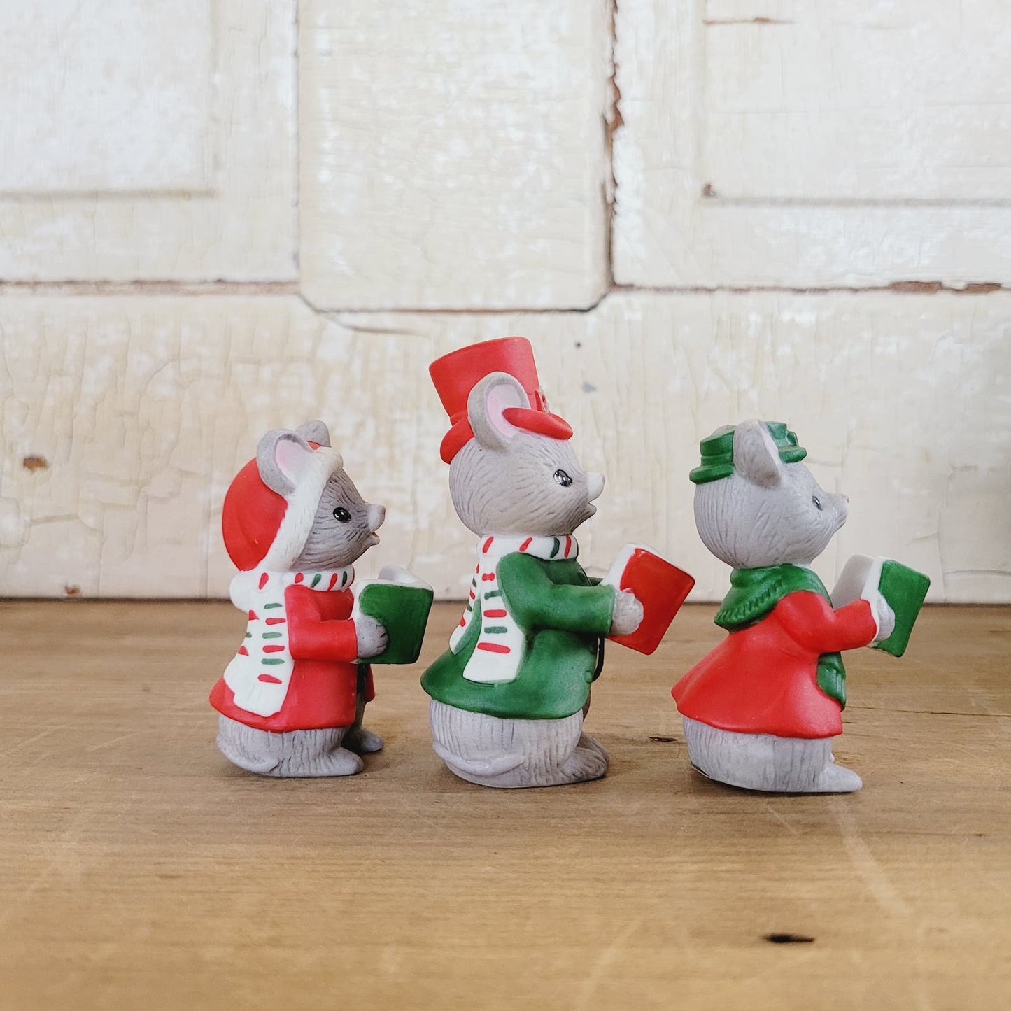 3 Vintage Lefton Frisky Friends Mouse Carolers 04713