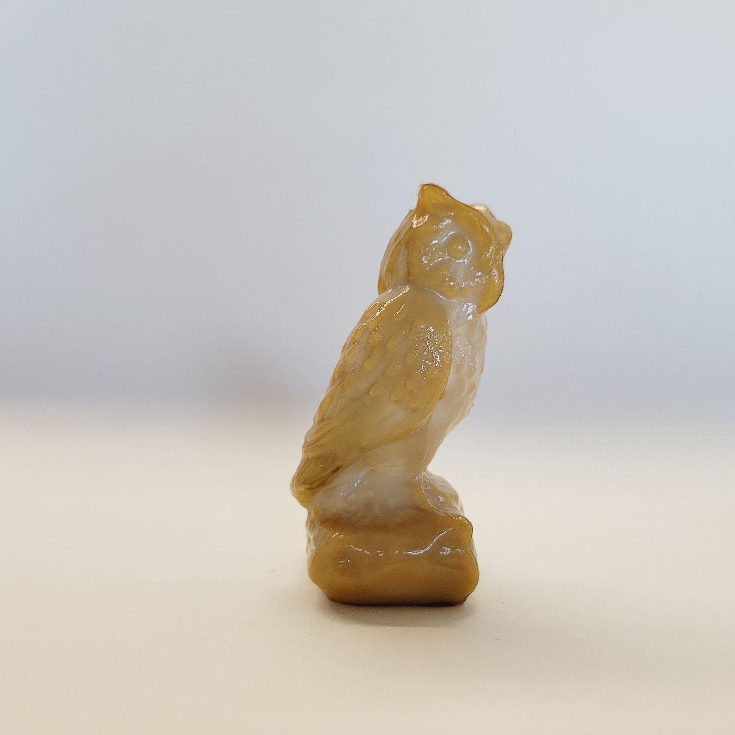 Boyd Glass Owl Peanut Butter Color Slag