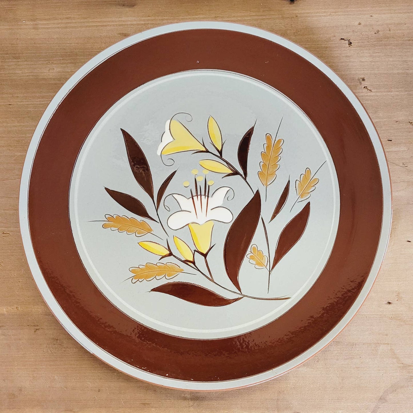 Vintage Stangl Pottery Chop Plate 12" Round Platter Golden Harvest Pattern