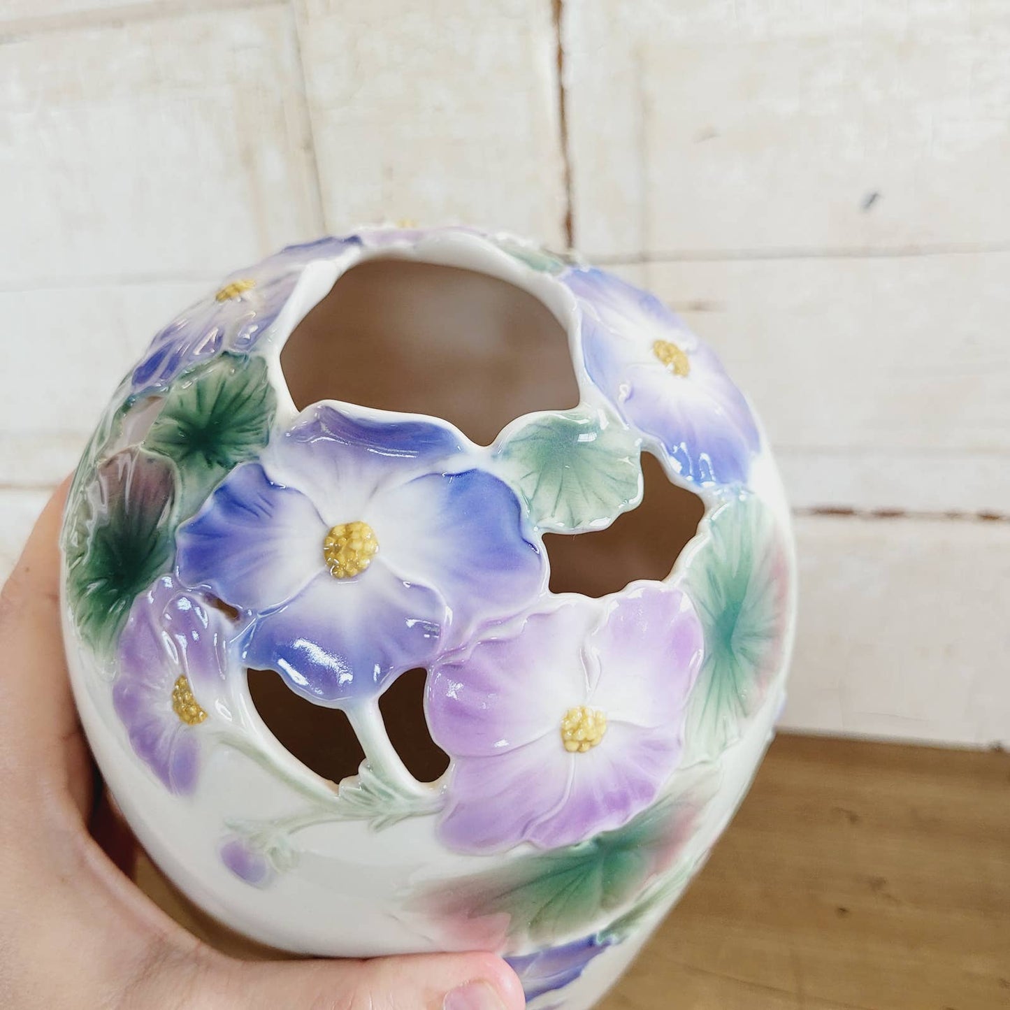Porcelain Begonia Vase - Vintage Floral - Franz