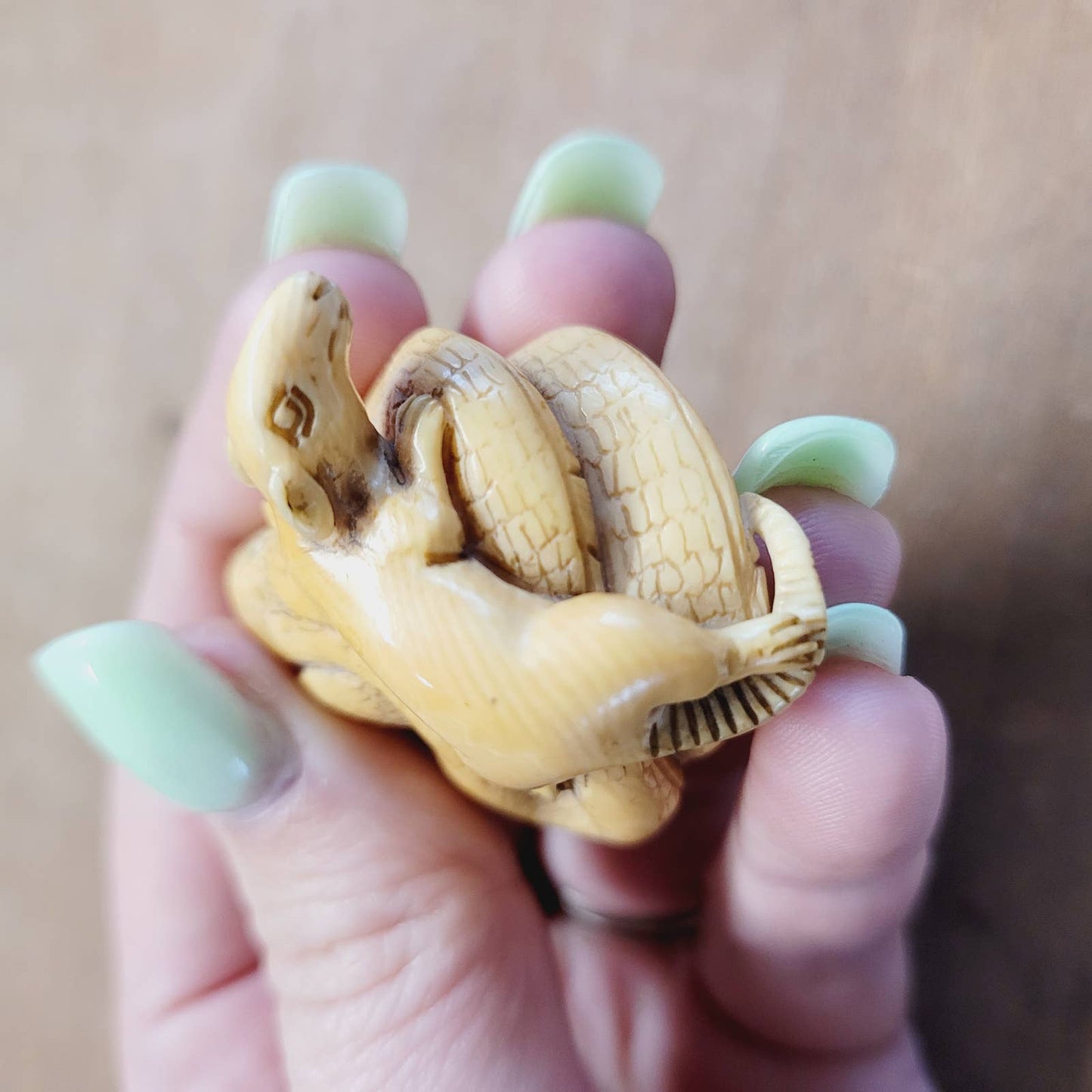 Japanese Antique Netsuke Rat and Snake
