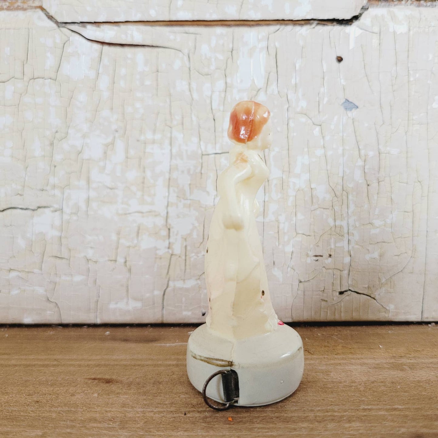 Vintage Figural Celluloid Lady Tape Measure Occupied Japan