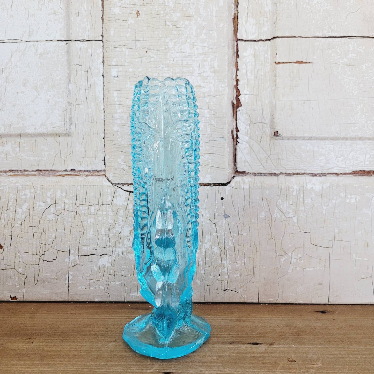 Vintage Corn Cob Vase EAPG Blue