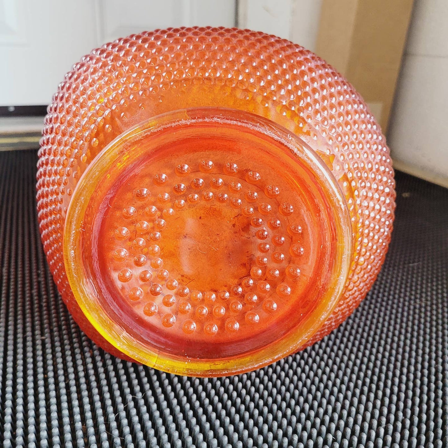 Mid Century 34" LE SMITH Swung Floor Vase Nubby Butt Tangerine AMBERINA