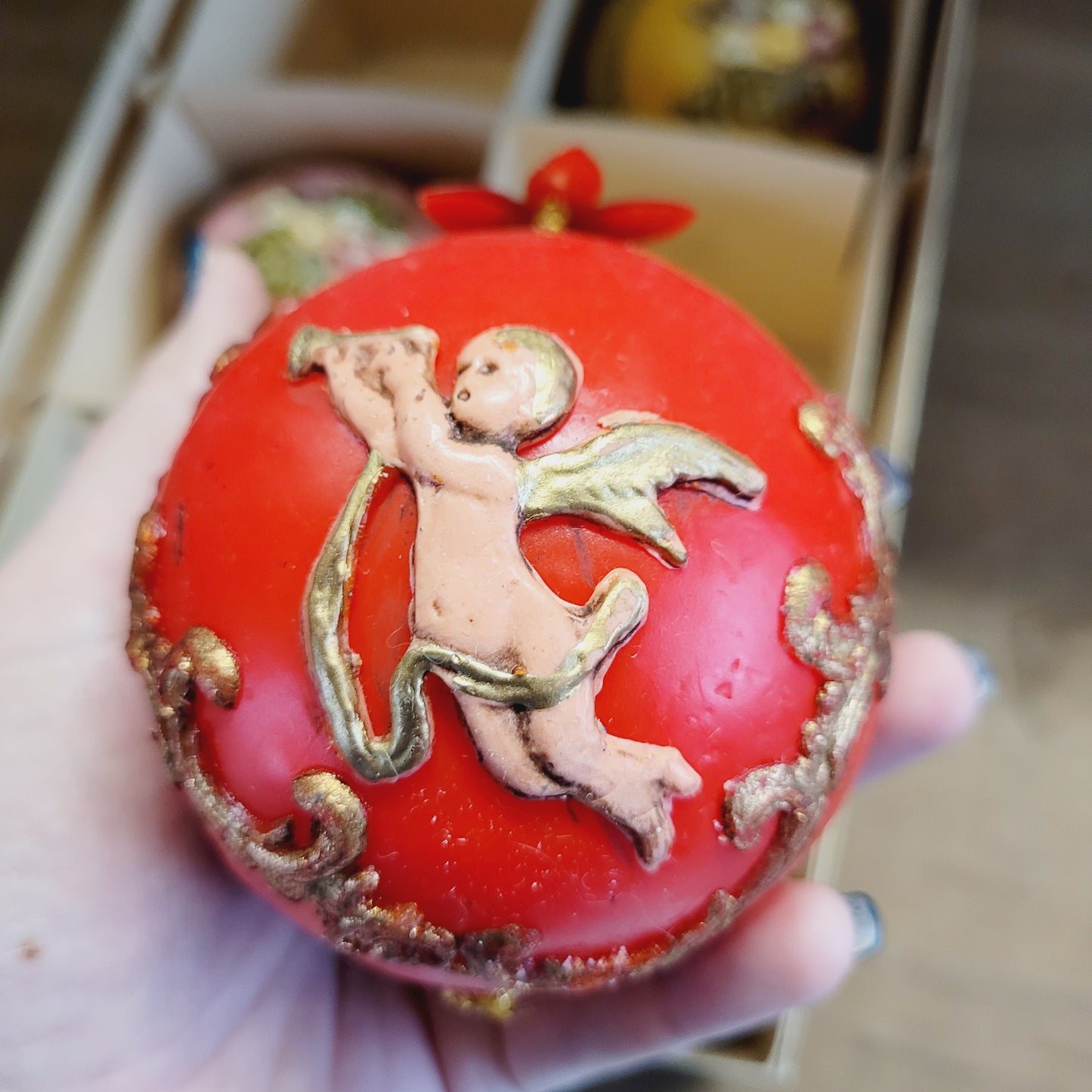 Vintage 1960s Western Germany Wax Christmas Ornaments