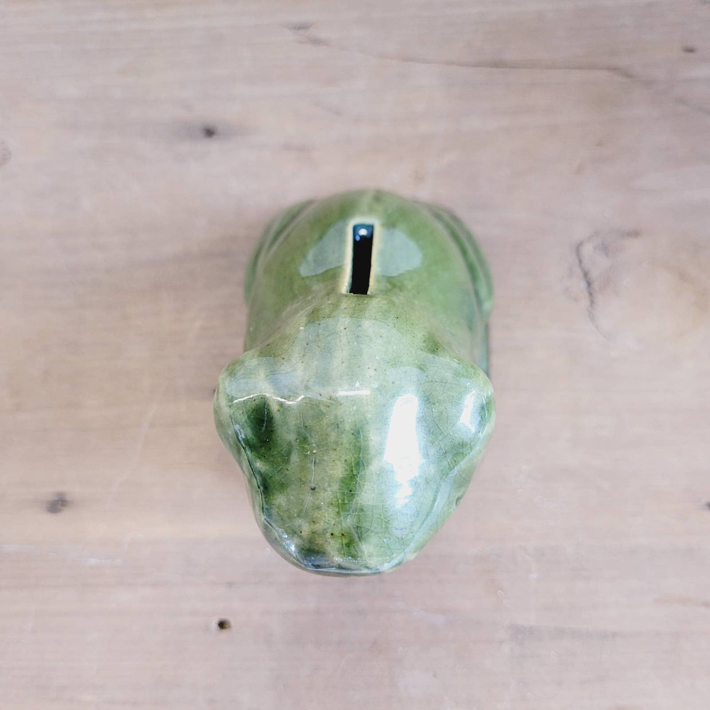Vintage Seated Frog Pottery Bank