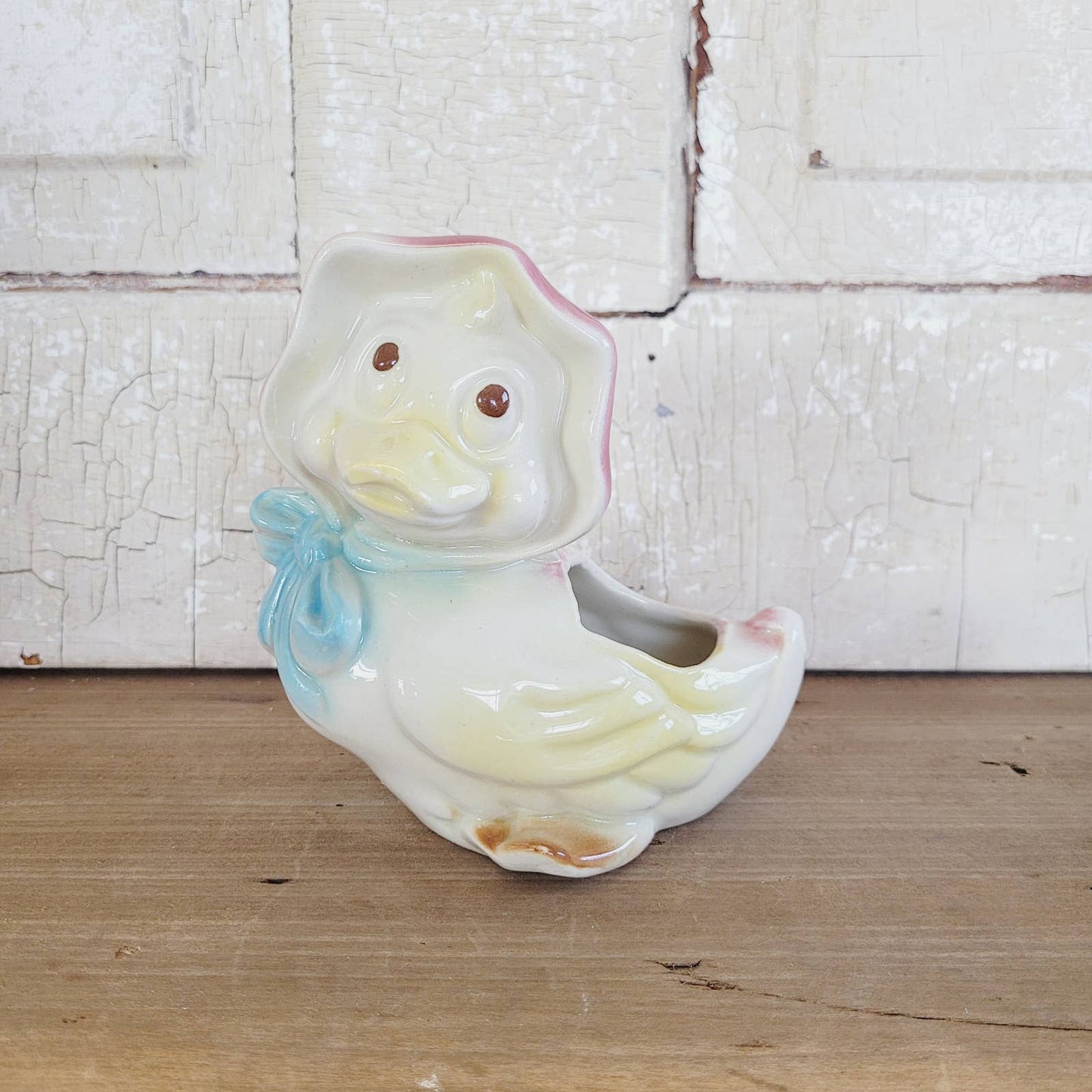 Vintage Duck with Bonnet Planter
