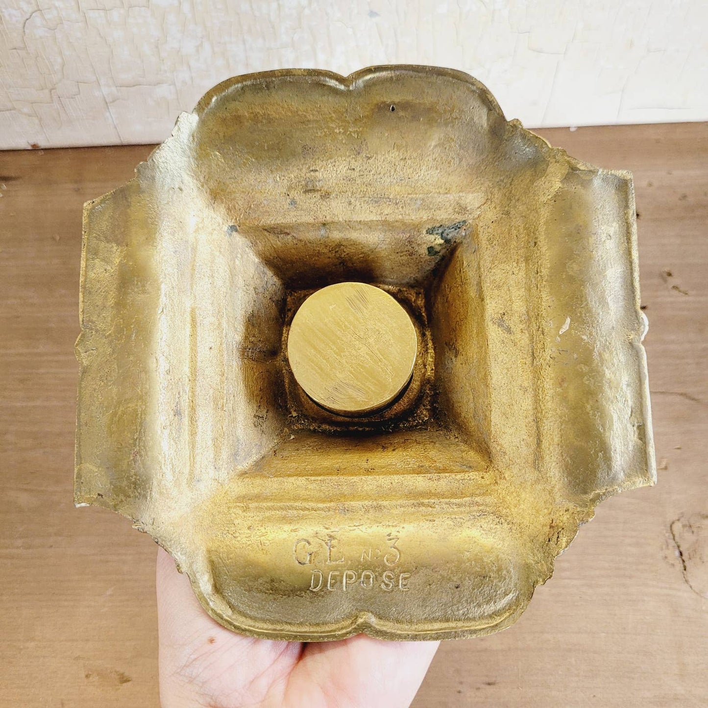 Vintage Depose No 3 Brass Inkwell
