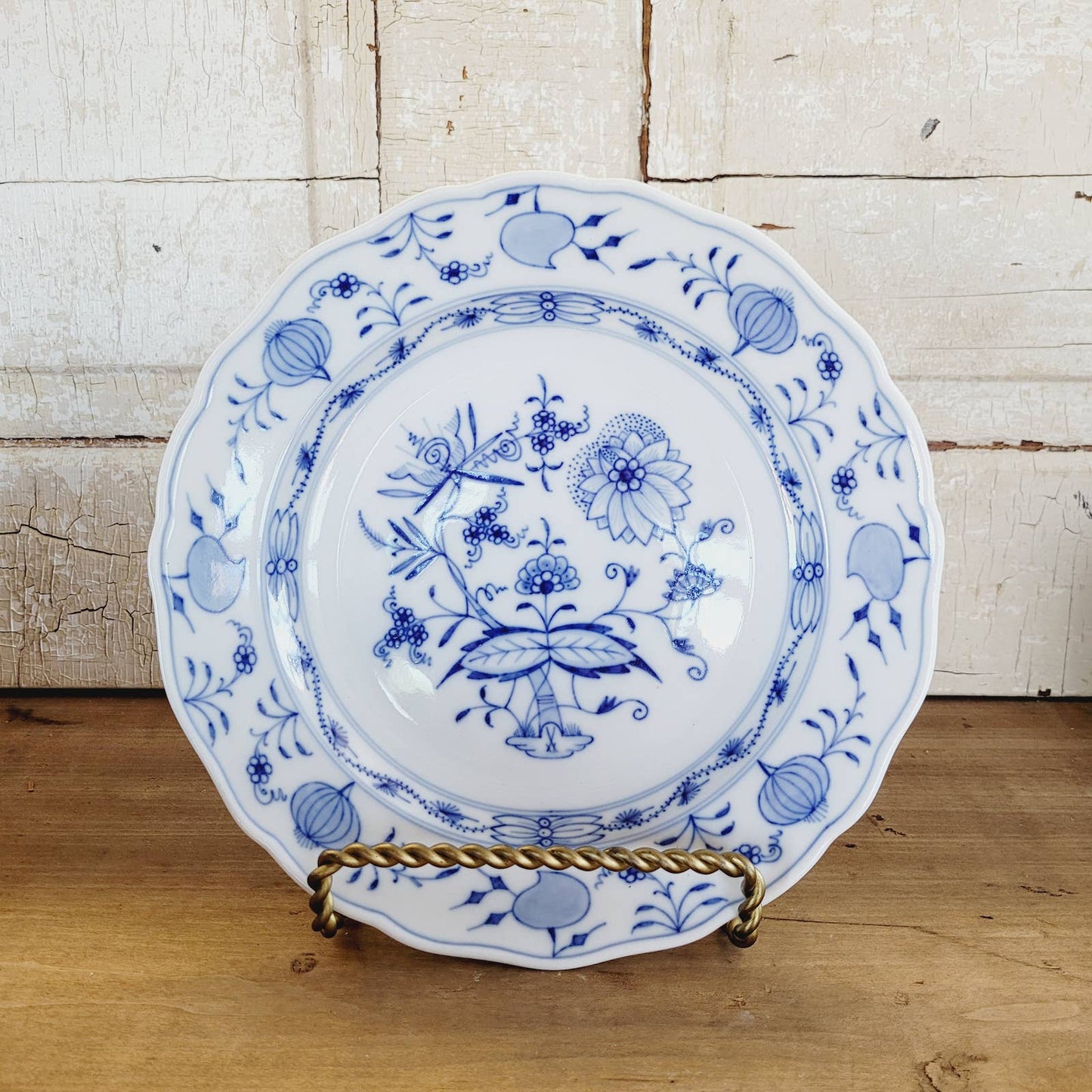 Antique Meissen Blue Onion 10" Plate Crossed Swords Marks