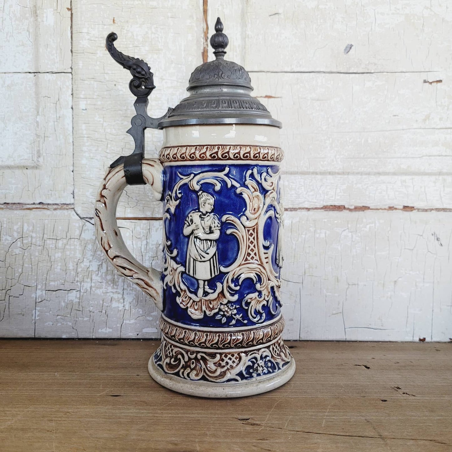 Antique German G Reinemann Beer Stein 1/2 Liter
