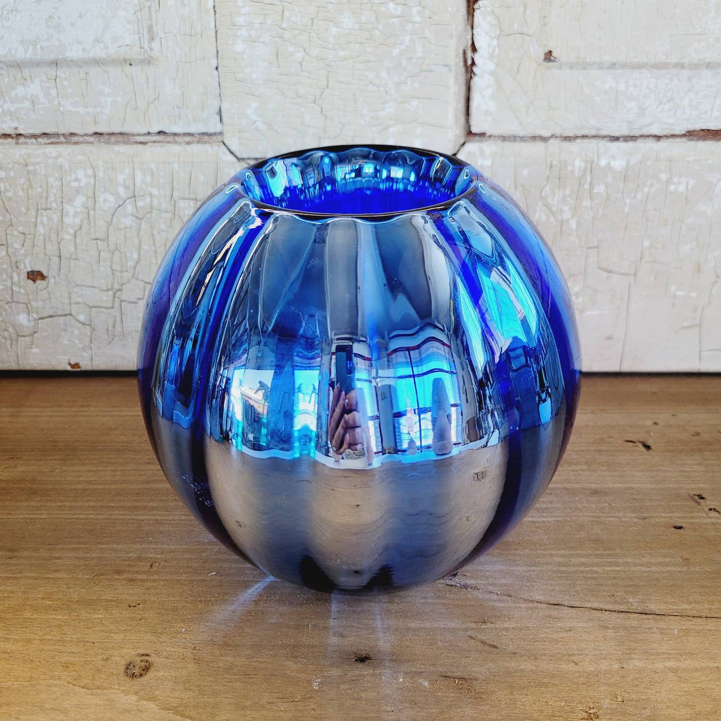 Vintage Czechoslovakia Mercury Glass Candle Holder Art Deco