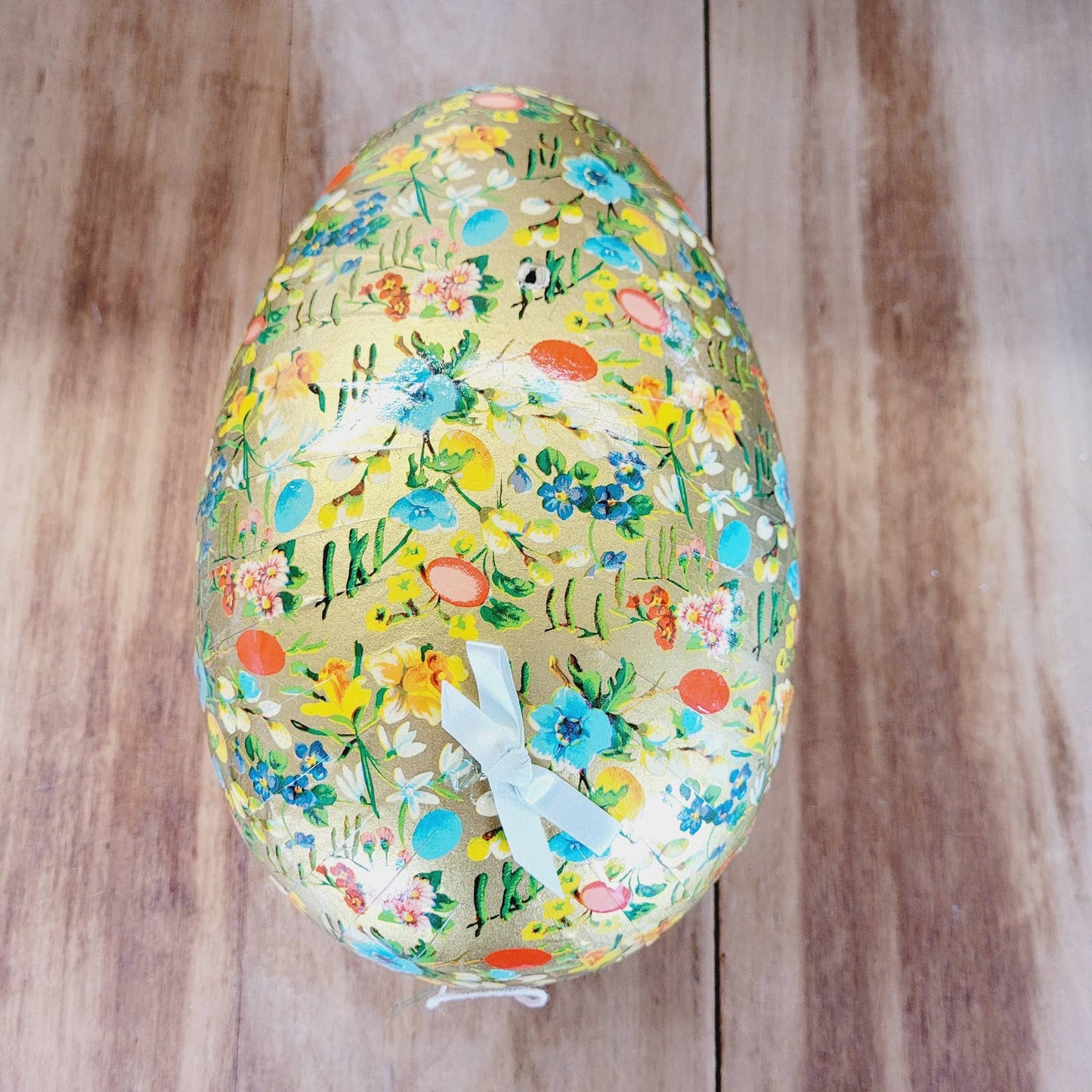 Vintage 10" Paper Mache Egg Western Germany Flowers
