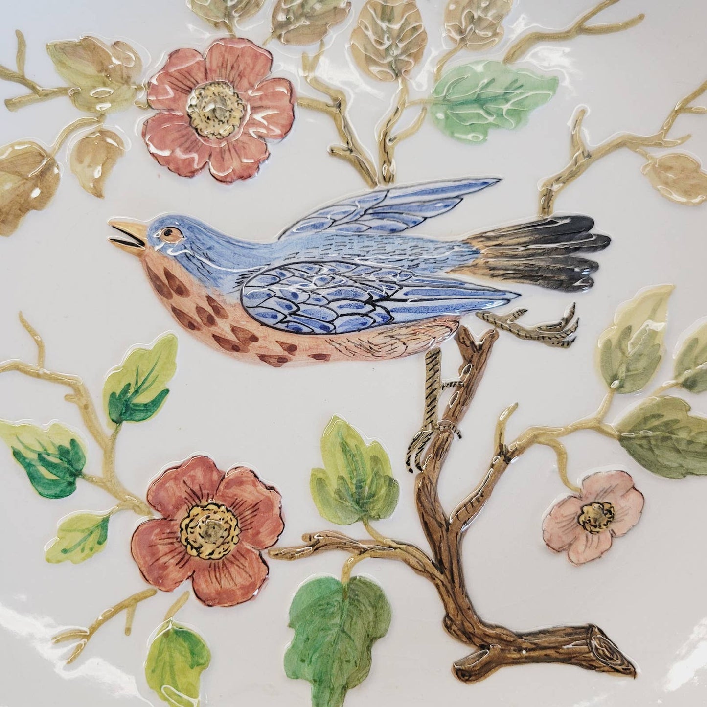 Antique Capodimonte Italy Plate with Robin Handpainted