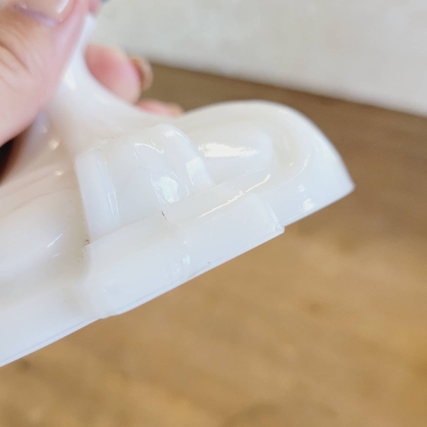 VINTAGE PORTIEUX VALLERYSTHAL FRANCE WHITE MILK GLASS SCROLLED SQUARE COMPOTE