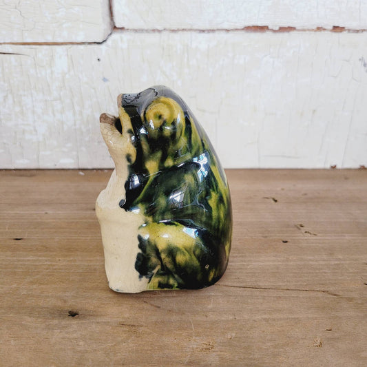 Vintage Seated Frog Roseville Pottery Still Bank