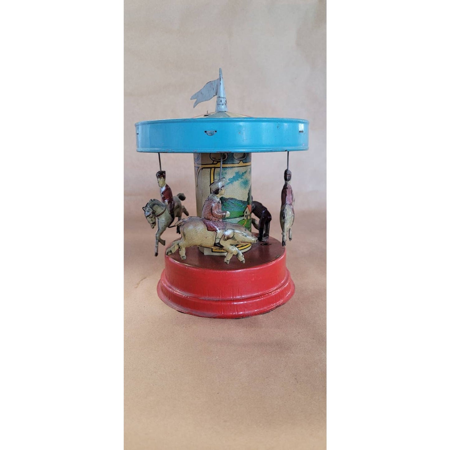Antique Gunthermann tin toy Carousel