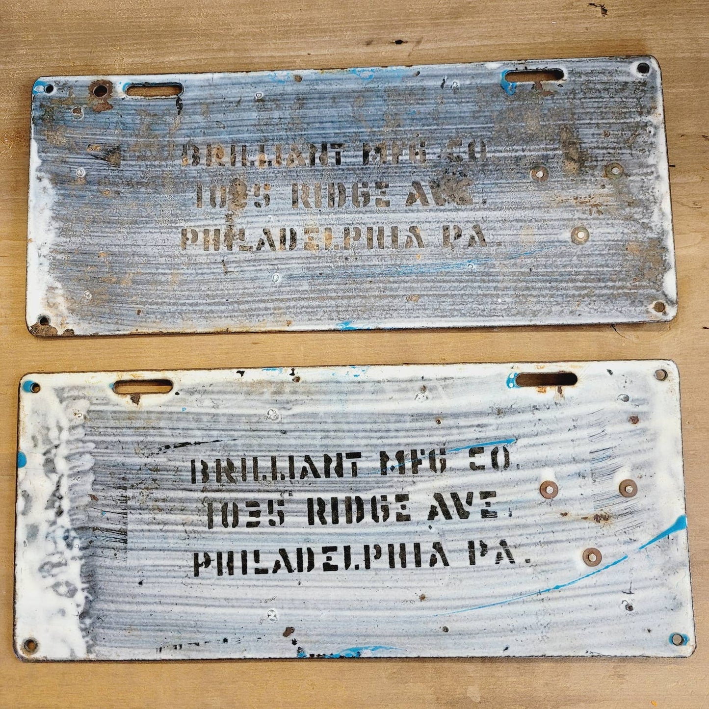 Pair 1915 PORCELAIN PENNSYLVANIA LICENSE PLATE VINTAGE AUTOMOBILIA
